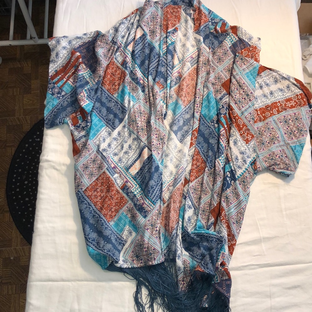 Abstract paisley print kimono (Plus Size)